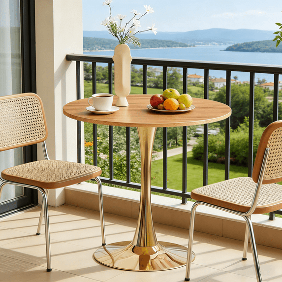 StnTalk 31.5" Round Dining Table, Modern Tulip Kitchen Table for 2-4, Small Space Pedestal Dining Table with MDF Top for Apartment Dining Room