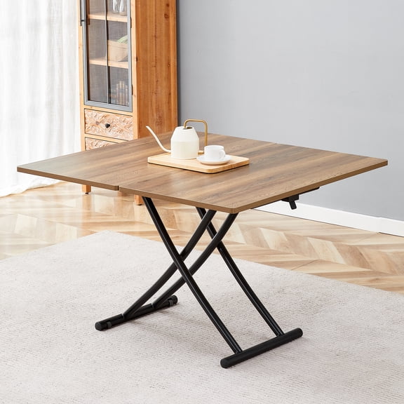 StnTalk Adjustable Coffee Table to Dining Table Lift Top Expandable Coffee Table Convertible Lift Table MDF Wood Grain Metal Frame for Living Room Small Space