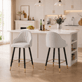 thumbnail image 1 of StnTalk Bar Stools Set of 2, Counter Height Barstools with Backs, Light Gray PU Leather Kitchen Stools with Gold Footrest & Stable Metal Legs, Modern Upholstered Chairs for Kitchen Island, 1 of 9