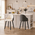 thumbnail image 1 of StnTalk Bar Stools Set of 2, White & Dark Gray PU Leather Counter Height Chairs, Modern Splicing Kitchen Stools with Gold Footrest & Metal Legs for Kitchen Island, 1 of 10