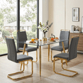 thumbnail image 1 of StnTalk Glass Dining Table Set for 4,5 Piece Dining Table and Chairs Set，Modern Kitchen Dining Room Table with 4 PU Leather Dining Chairs,Dinner Table Set, 1 of 9