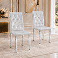 thumbnail image 1 of StnTalk Light Gray Dining Chairs Set of 2, Tufted Faux Leather Kitchen Chairs with Silver Metal Legs, Upholstered Parsons Accent Chairs for Small Space, Apartment, Easy Assembly, 1 of 7