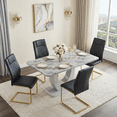 thumbnail image 1 of StnTalk Modern Dining Table Set for 4, 63'' Rectangular Faux Marble MDF Table with PU Leather Dining Chairs, White Upholstered Chairs with Metal Legs, Kitchen & Dining Room Furniture Set, 1 of 10
