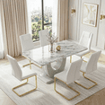thumbnail image 1 of StnTalk Modern Dining Table Set for 6, 63'' Grey Faux Marble MDF Dining Table with 6 PU Leather Upholstered Chairs, Rectangle Dining Room Table Set, Easy Assembly, 1 of 10