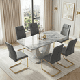 thumbnail image 1 of StnTalk Modern Dining Table Set for 6, 63'' Grey Faux Marble MDF Dining Table with 6 PU Leather Upholstered Chairs, Rectangle Dining Room Table Set, Easy Assembly, 1 of 10