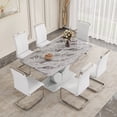 thumbnail image 1 of StnTalk Modern Dining Table Set for 6, Faux Marble Dining Room Table Set with 6 PU Leather Cantilever Dining Chairs, Rectangular Kitchen Table Set for 6 with MDF Marble Top and Chrome Base, 1 of 11