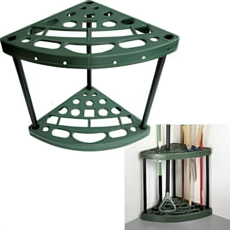Sto-Away Yard Tool Rack, Holds 18 Yard Tools and Broom Holder for Storage Sheds Organizer, Dark Green and Black