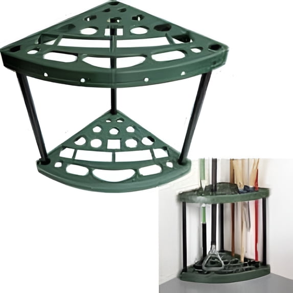 Sto-Away Yard Tool Rack, Holds 18 Yard Tools and Broom Holder for Storage Sheds Organizer, Dark Green and Black