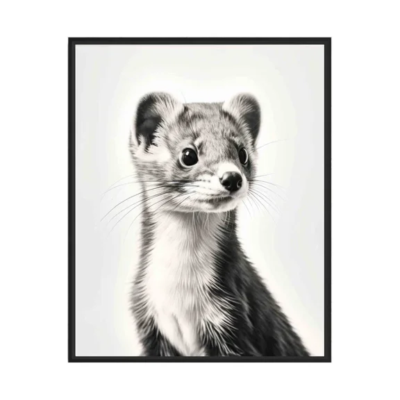Stoat Black And White Animal Photo Art Print Poster Wall Art Painting Home Decor Office Wall Art