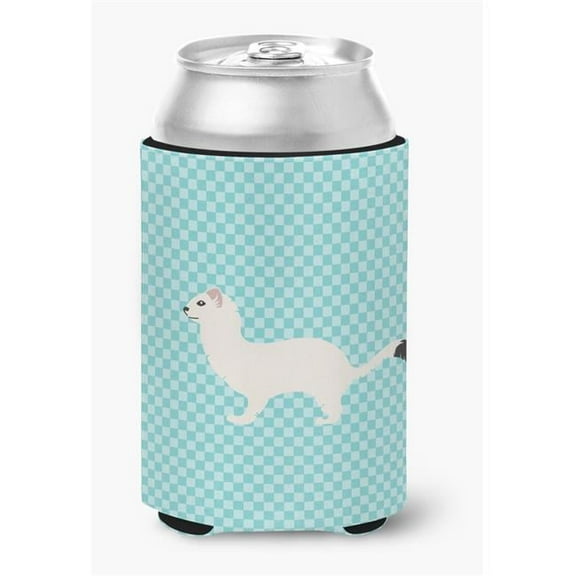 Stoat Short-Tailed Weasel Blue Check Can or Bottle Hugger