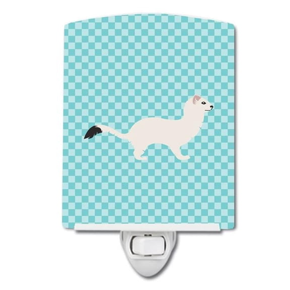 Stoat Short-tailed Weasel Blue Check Ceramic Night Light