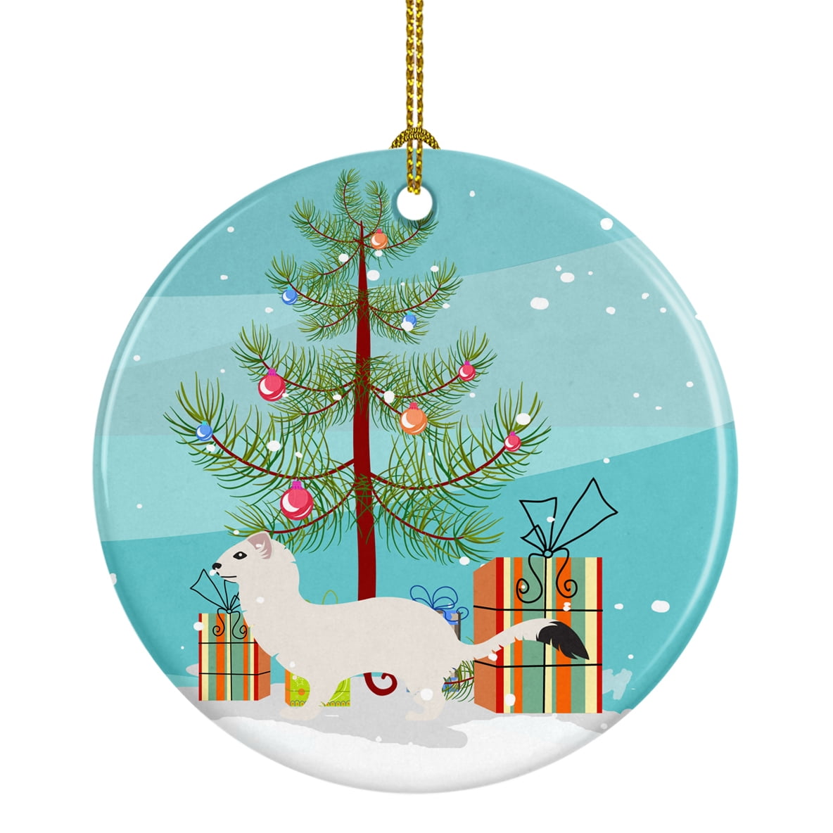 Stoat Short-tailed Weasel Christmas Ceramic Ornament