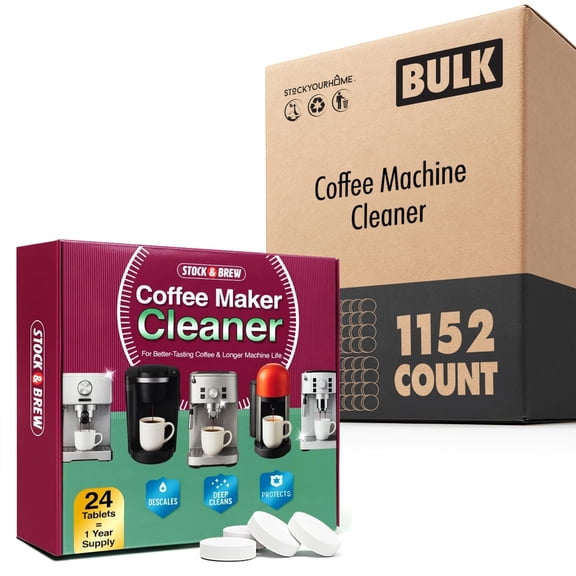Stock and Brew Coffee Maker Cleaner Tablets (1152 Count), One Year Supply Descaler for Espresso, Drip and Pod Machines, Removes Residue and Improves Taste