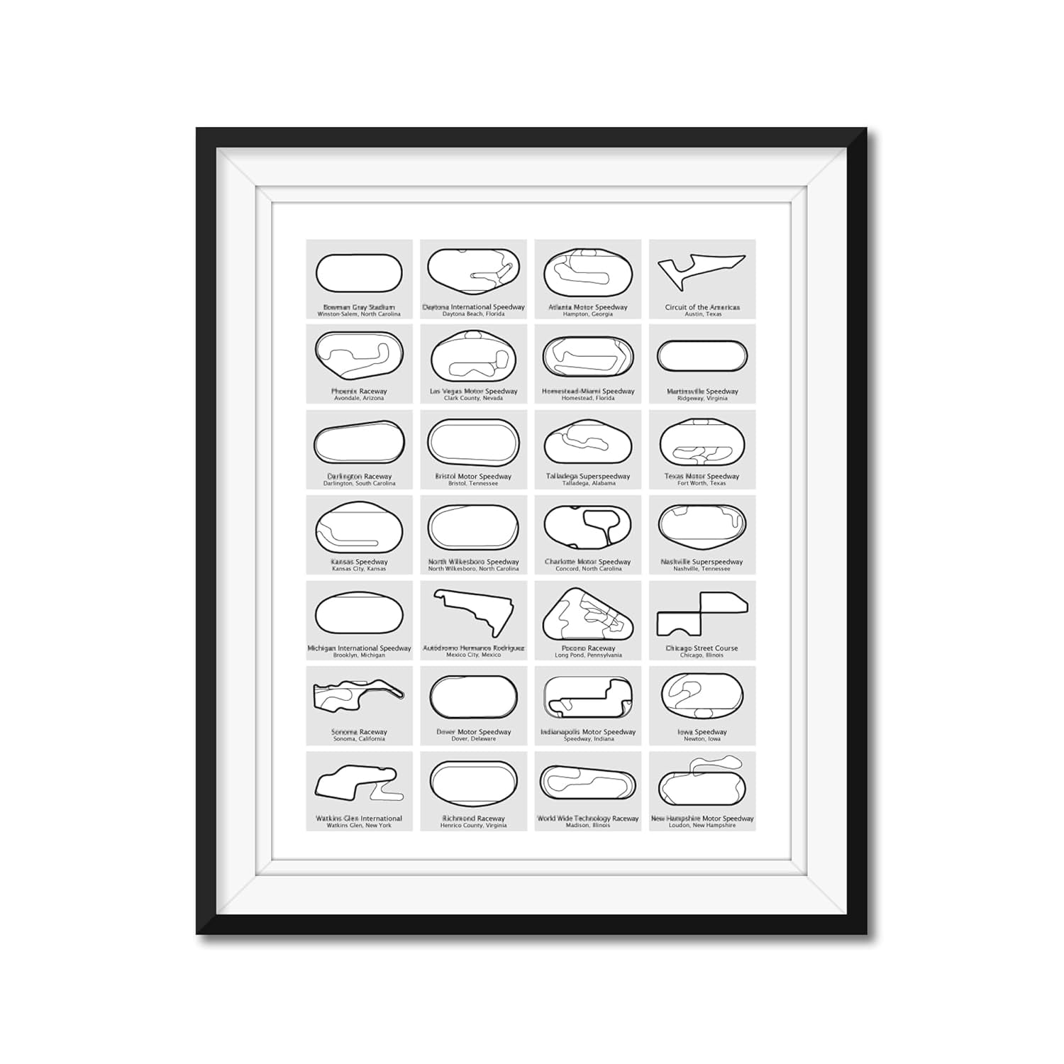 NASCAR 2025 Cup Series Race Track Poster - Stock Car Racing Wall Art Print For Fans & Car Enthusiasts, 8x10"