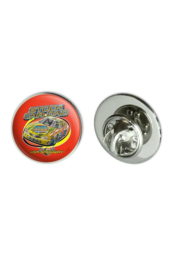 Stock Car Racing Dad USA Speedway Garage Metal 0.75" Lapel Hat Pin Tie Tack Pinback