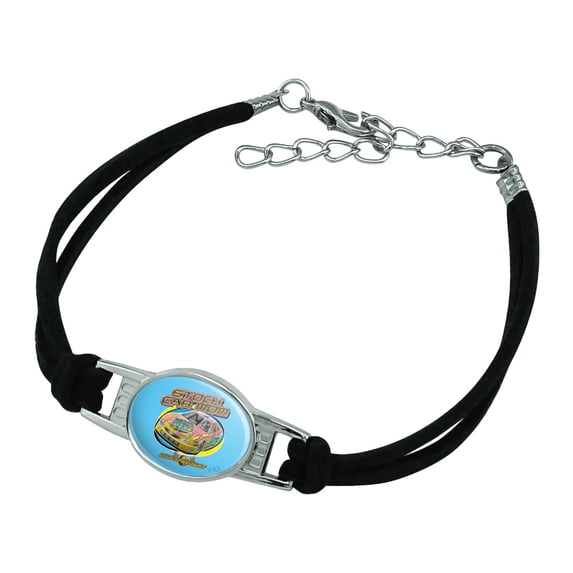 Stock Car Racing Mom USA Speedway Garage Novelty Suede Leather Metal Bracelet
