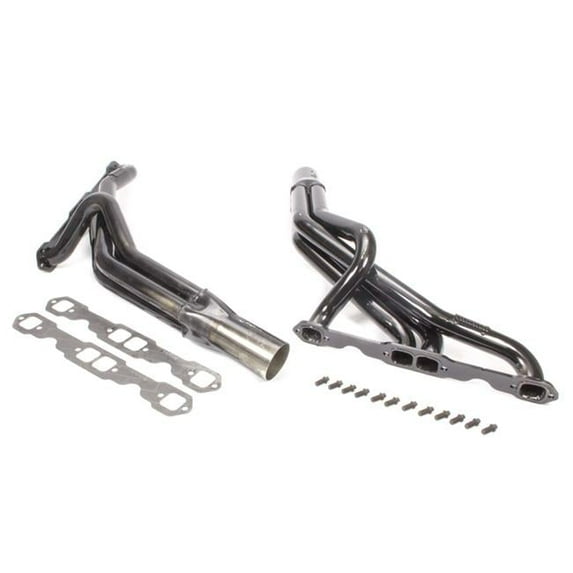 Stock Clip Headers - Small Block Chevy - Standard Port - 1.62 in. Tube - 3 x 8 in. Collector
