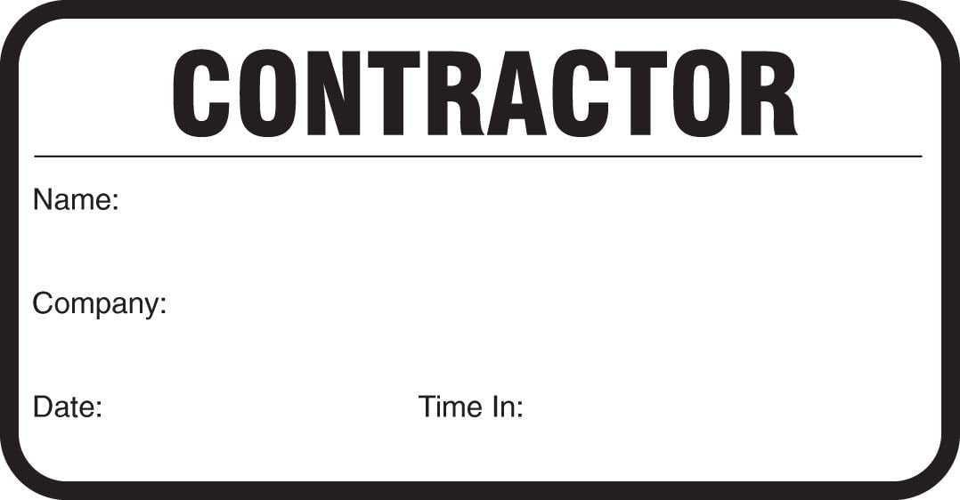 Stock "Contractor" Sign-in Book with Security Badges 3-1/2" x 1-7/8" Black, 500/Book