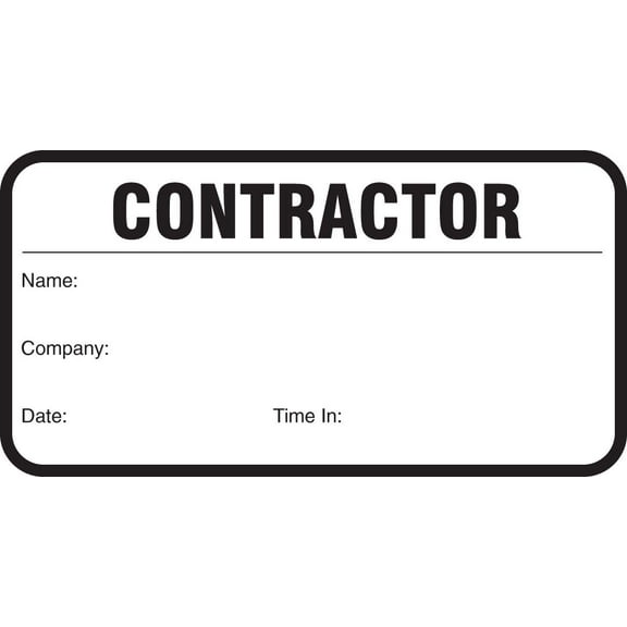 Stock "Contractor" Sign-in Book with Security Badges 3-1/2" x 1-7/8" Black, 500/Book