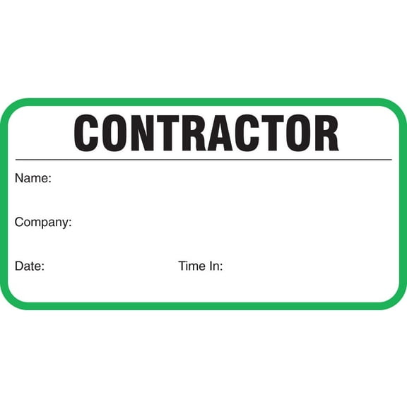 Stock "Contractor" Sign-in Book with Security Badges 3-1/2" x 1-7/8" Green, 500/Book