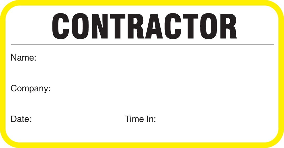 Stock "Contractor" Sign-in Book with Security Badges 3-1/2" x 1-7/8" Yellow, 500/Book