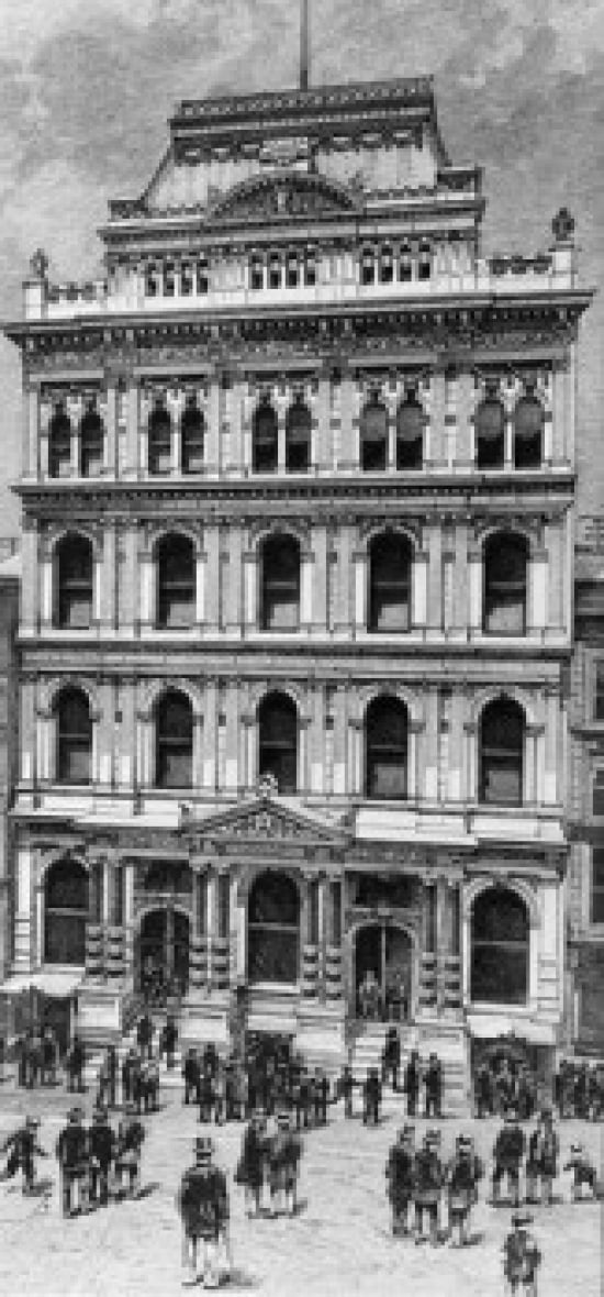 Stock Exchange in 1885 lithograph USA New York State New York City Canvas Art - (24 x 36)