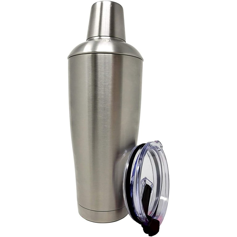 Stock Harbor Stainless Steel 30 Ounce (887 Milliliter) Double Wall Cocktail Shaker Vacuum Insulated Tumbler and Shaker Top; Matte Polished