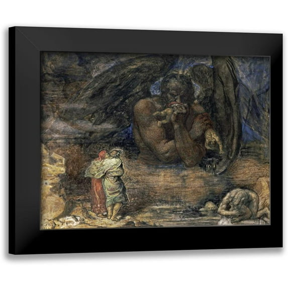 Stock, Henry John 14x12 Black Modern Framed Museum Art Print Titled - Dante and Virgil Encounter Lucifer In Hell