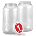 thumbnail image 1 of Stock Your Home 1 Gallon Clear Plastic Jars with Lids (2 Pack) 128 oz Wide Mouth Large Jar with Lid, Big Container for Candy, Cookies, Arts & Crafts, Bartender Money Tips, Kitchen & Pantry Storage, 1 of 7