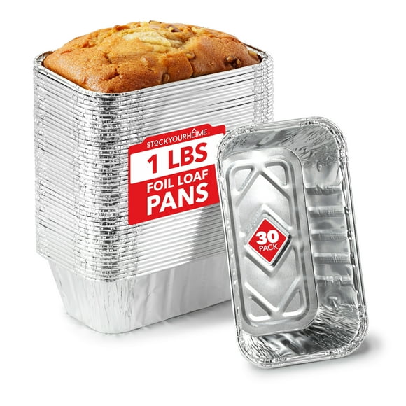 Stock Your Home 1 Lb Aluminum Foil Mini Loaf Pans (30 Pack) Disposable Small Loaf Pan  1 Pound Baking Tin Liners, Perfect to Bake Cakes, Bread Loaves, and Meat - 6 x 3.5 x 2