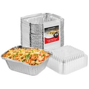 Stock Your Home 1 Lb Small Aluminum Pans with Lids (25 Pack) Foil Pans + Clear Plastic Lids, Disposable Cookware, Takeout Trays with Lids - To Go Disposable Food Containers for Restaurants & Catering