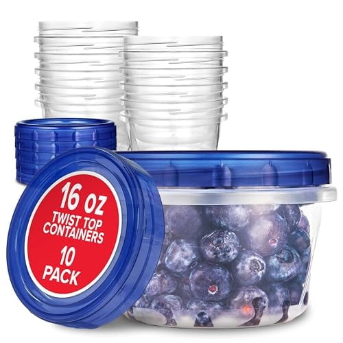 Stock Your Home 16oz Plastic Containers with Twist Top Lids - Thumbnail 2