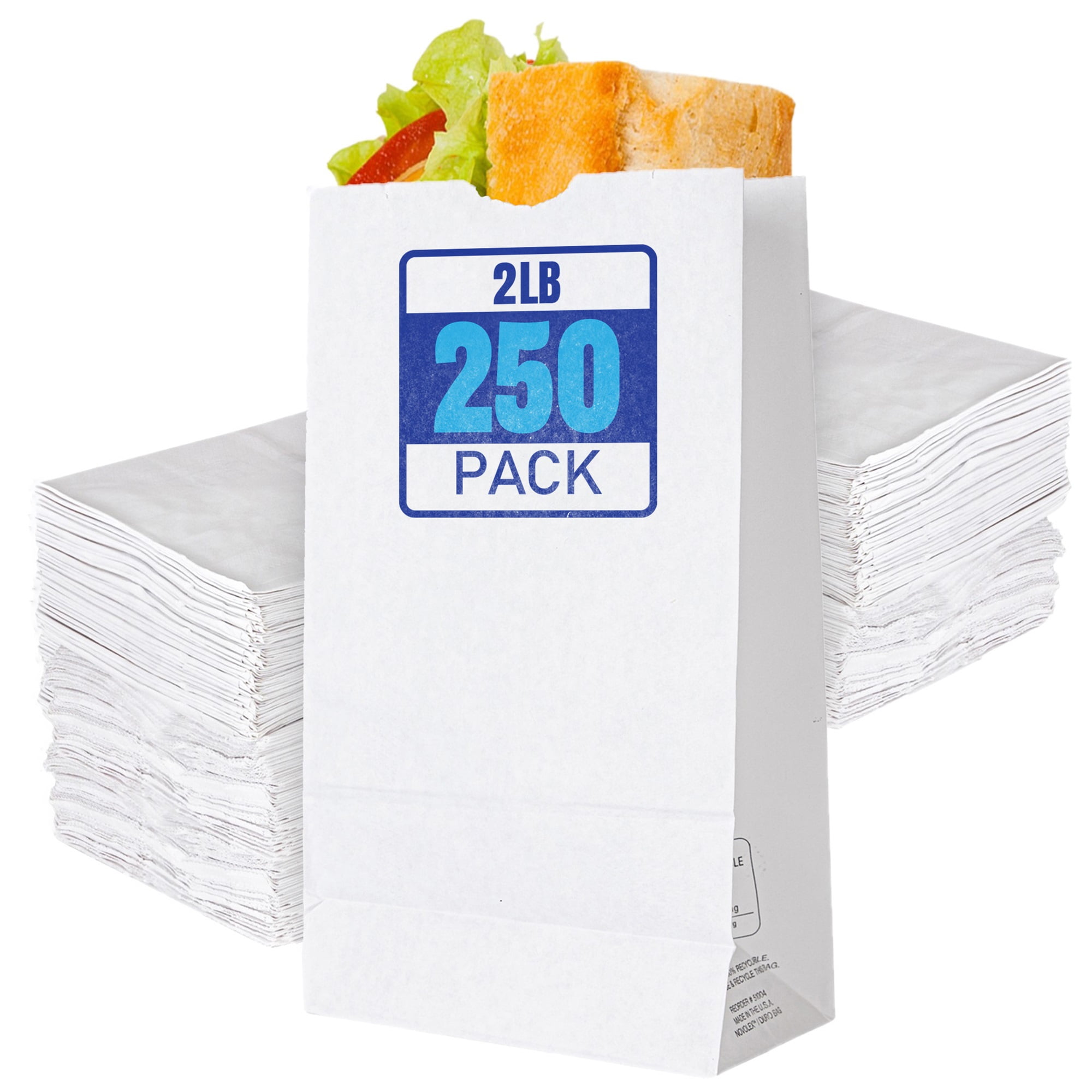 Stock Your Home 2 Lb White Paper Bags (250 Count) - Eco Friendly White ...