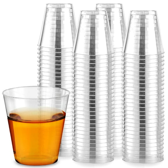 Stock Your Home 2 oz Shot Glasses - 500 Mini Plastic Shot Glasses (2oz) Clear Disposable Cups for Jello Shots, Wine Tasting, Liquor, Whiskey, Pudding, Sample Cup for Halloween and Elegant Parties