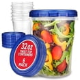 thumbnail image 1 of Stock Your Home 32oz Plastic Containers with Twist Top Lids (6 Pack), Quart Freezer Containers with Lids for Leftover Food, Airtight Reusable Soup Containers with Lids, Microwave and Dishwasher Safe, 1 of 9