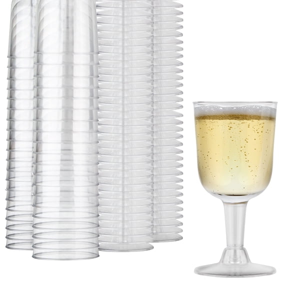 Stock Your Home 5 oz Clear Plastic Wine Glass (40 Pack) - BPA Free & Recyclable - Shatterproof Wine Goblet - Disposable & Reusable Cups for Champagne, Dessert, Food Samples, Catering, Weddings