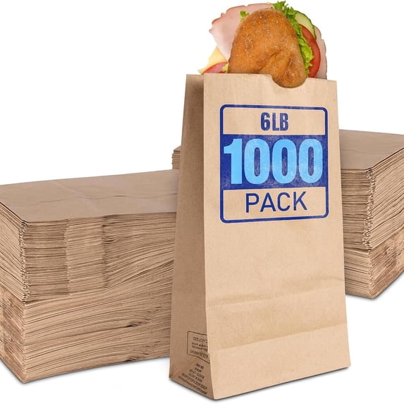 Stock Your Home 6 Lb Brown Paper Lunch Bags (1000 Count) - Bulk Disposable Lunch Sacks, Medium Size Blank Bag, Good for a Snack, Sandwich, Grocery Food, and Arts & Crafts Projects