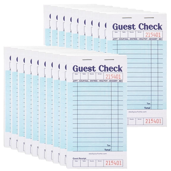 Stock Your Home Blue Guest Check Books for Servers (40 Pack) Server Note Pads, Waiter Checkbook, Food Receipt Book, Restaurant Order Pad, Paper Checks, Waitress Accessories, 1000 Total Tickets