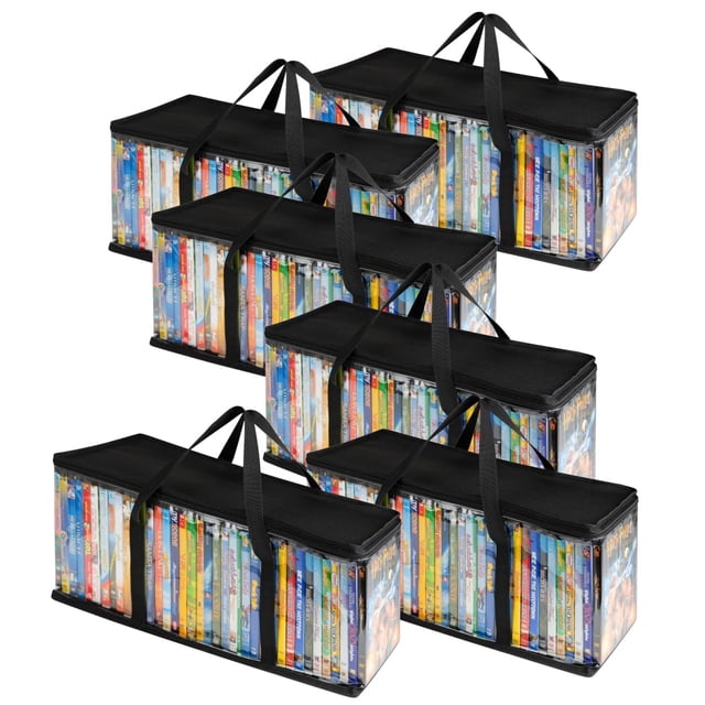 Stock Your Home DVD Storage Bags - PVC CD/DVD Organizer Container, 6 ...
