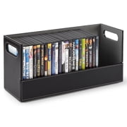 Stock Your Home DVD Storage Box, Movie Shelf Organizer for Blu-Ray, Video Game Cases, CDs, VHS Tape Display Stand, Disc Holder Can Store Up to 28 DVDs, Faux Leather Black