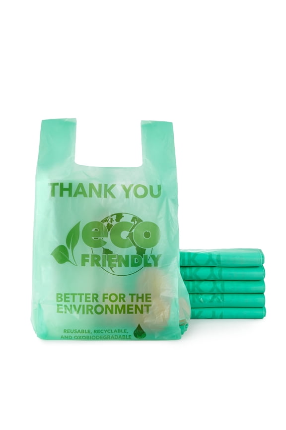 Eco Grocery Bags (500 Count) Grocery Bags - Reusable Supermarket Thank You Shopping Bags, Recyclable T Shirt Bags, Small Trash Can Bags