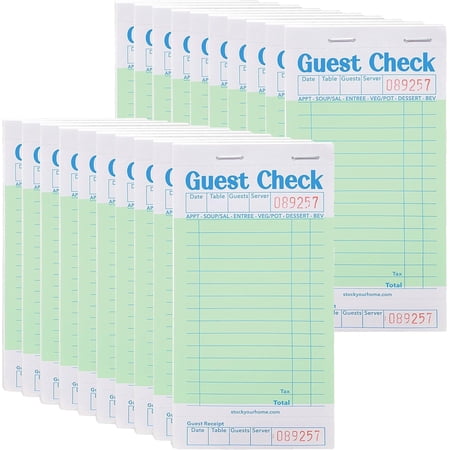 Stock Your Home Green Guest Check Books for Servers (160 Pack), Server Note Pads, Waiter Checkbook, Restaurant Order Pad, Paper Checks, 1000 Total Tickets