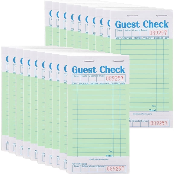 Stock Your Home Green Guest Check Books for Servers (160 Pack), Server Note Pads, Waiter Checkbook, Restaurant Order Pad, Paper Checks, 1000 Total Tickets