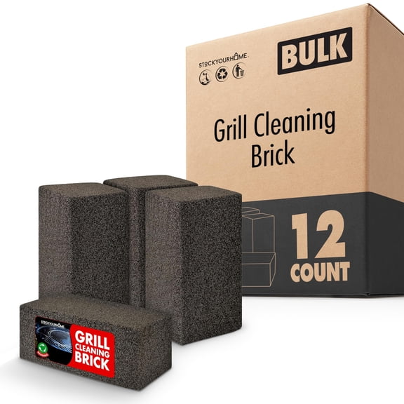 Stock Your Home Grill Cleaning Brick (12 Pack) Heavy Duty Pumice Stone for Flat Tops and Griddles, Blackstone Griddle Cleaner, Non-Scratch Grill Block