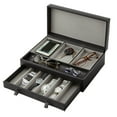 thumbnail image 1 of Stock Your Home Mens Valet Tray, Men's Jewelry Box, Night Stand Organizers and Storage, Bedside Table Organizer, Watch Box for Dresser, Faux Leather (Black & Gray), 1 of 7
