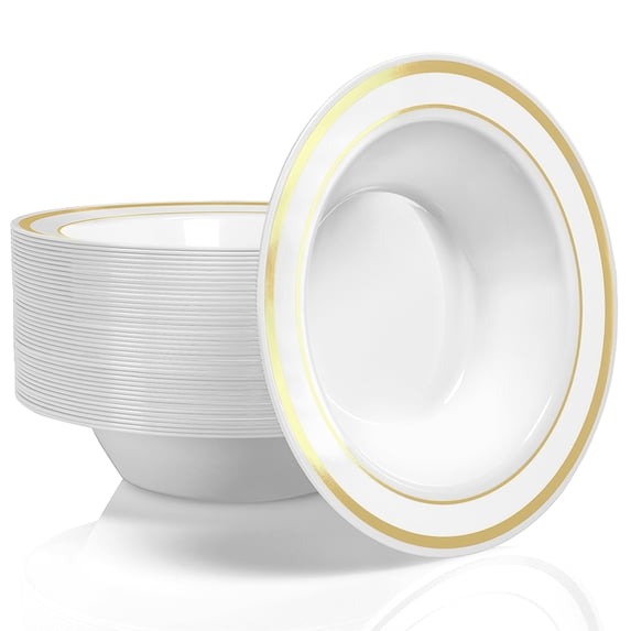 Stock Your Home, Elegant Plastic Bowls, 12oz, Gold, 50 Ct - Walmart.com