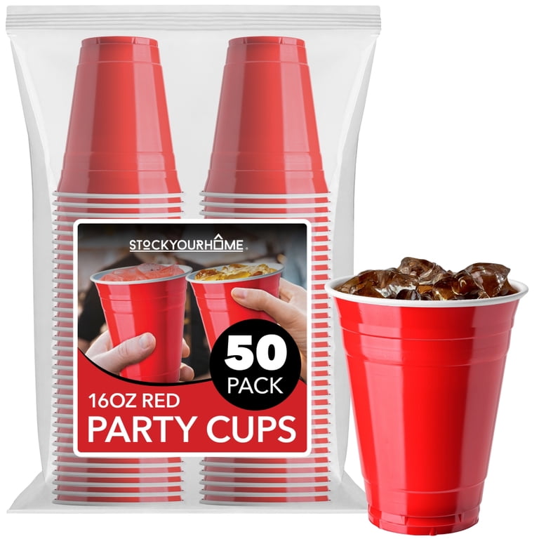 Stock Your Home 16 oz Plastic Party Cups - Red - 50 Count