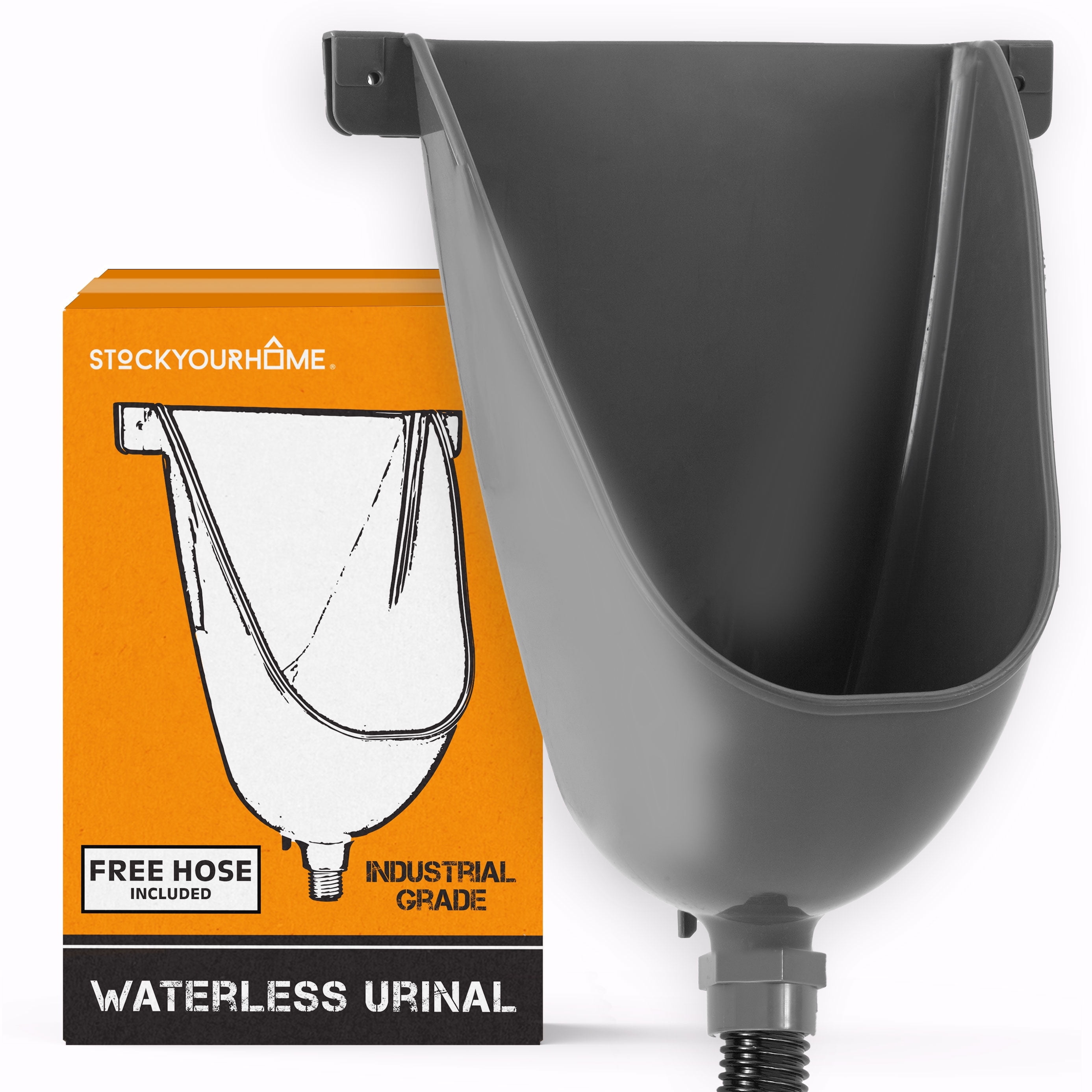 Stock Your Home Waterless Urinal for Men (Gray), Plastic Urinals for Men's Garage, Shed, or Backyard, Wall Mount Urine Diverter and Outdoor Camper Urinals, Portable Urinal for Men, Waterless Toilet