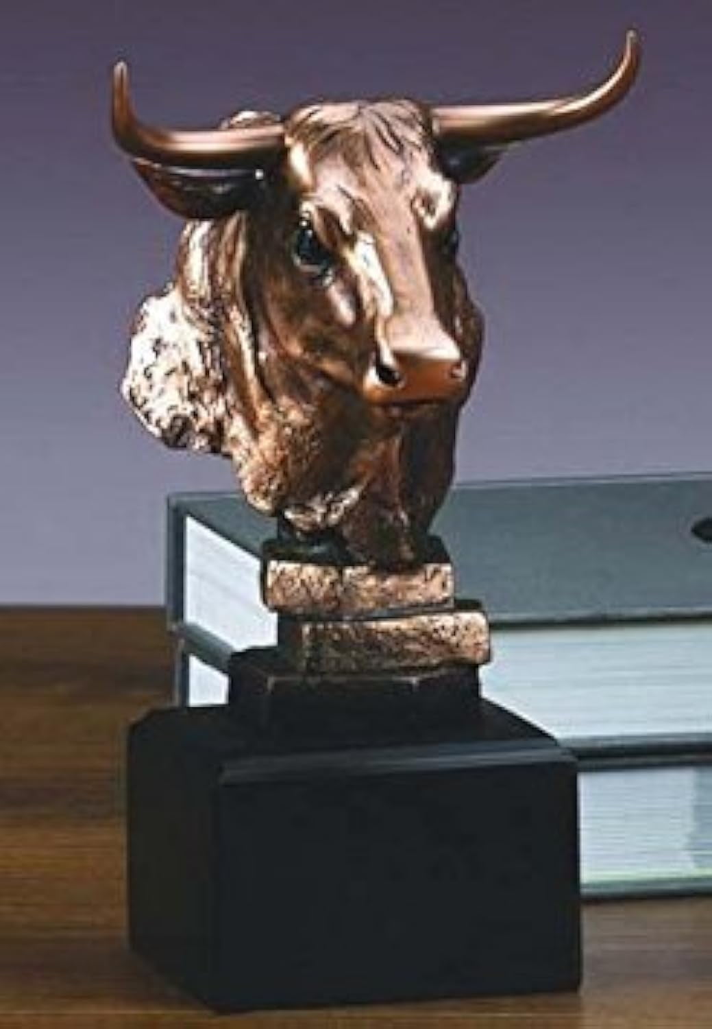 Bronze Finish Stock Market Bull Bust Sculpture