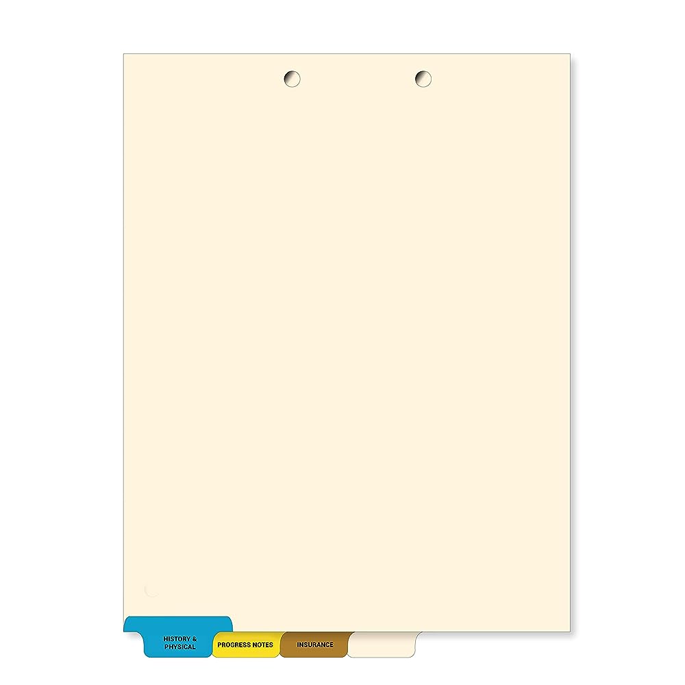  Stock Medical Chart Dividers, 200 Sets of 4 Popular Index Tabs